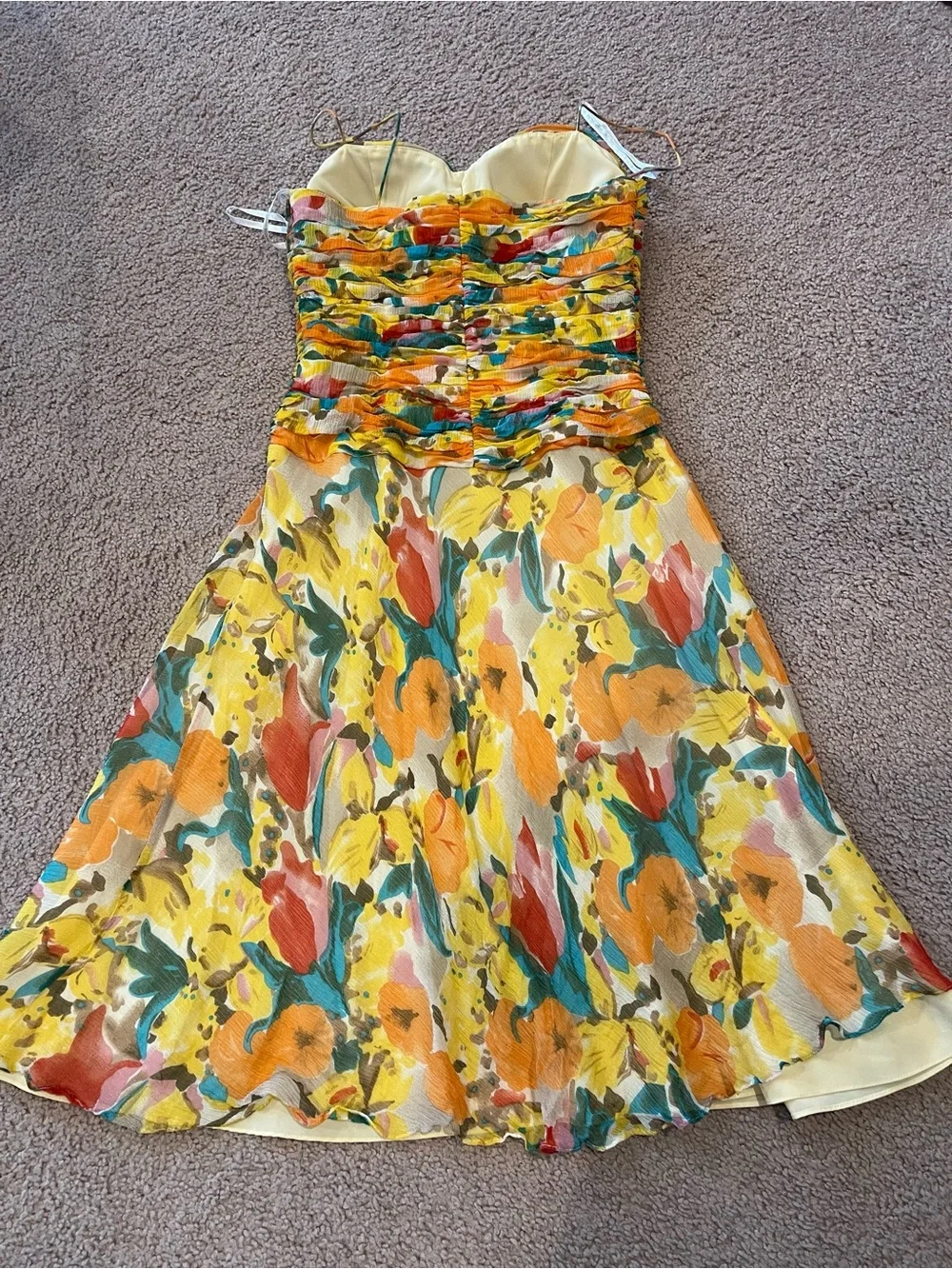 CHETTA B Vintage Boho Trendy Summer Yellow Floral Dress